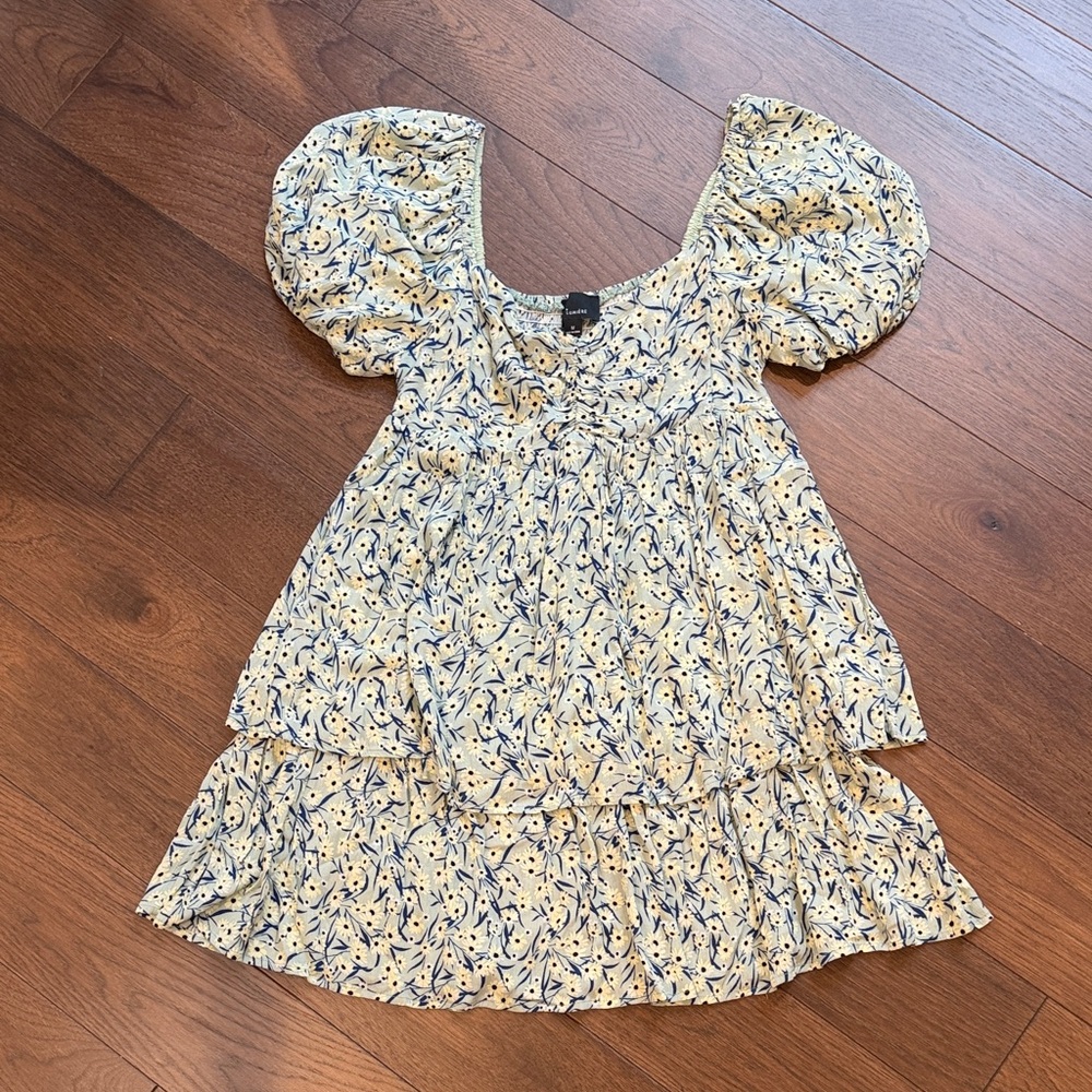 Lumiere Floral Babydoll Mini Puff Sleeve Dress Medium - C089 - Picture 2 of 7